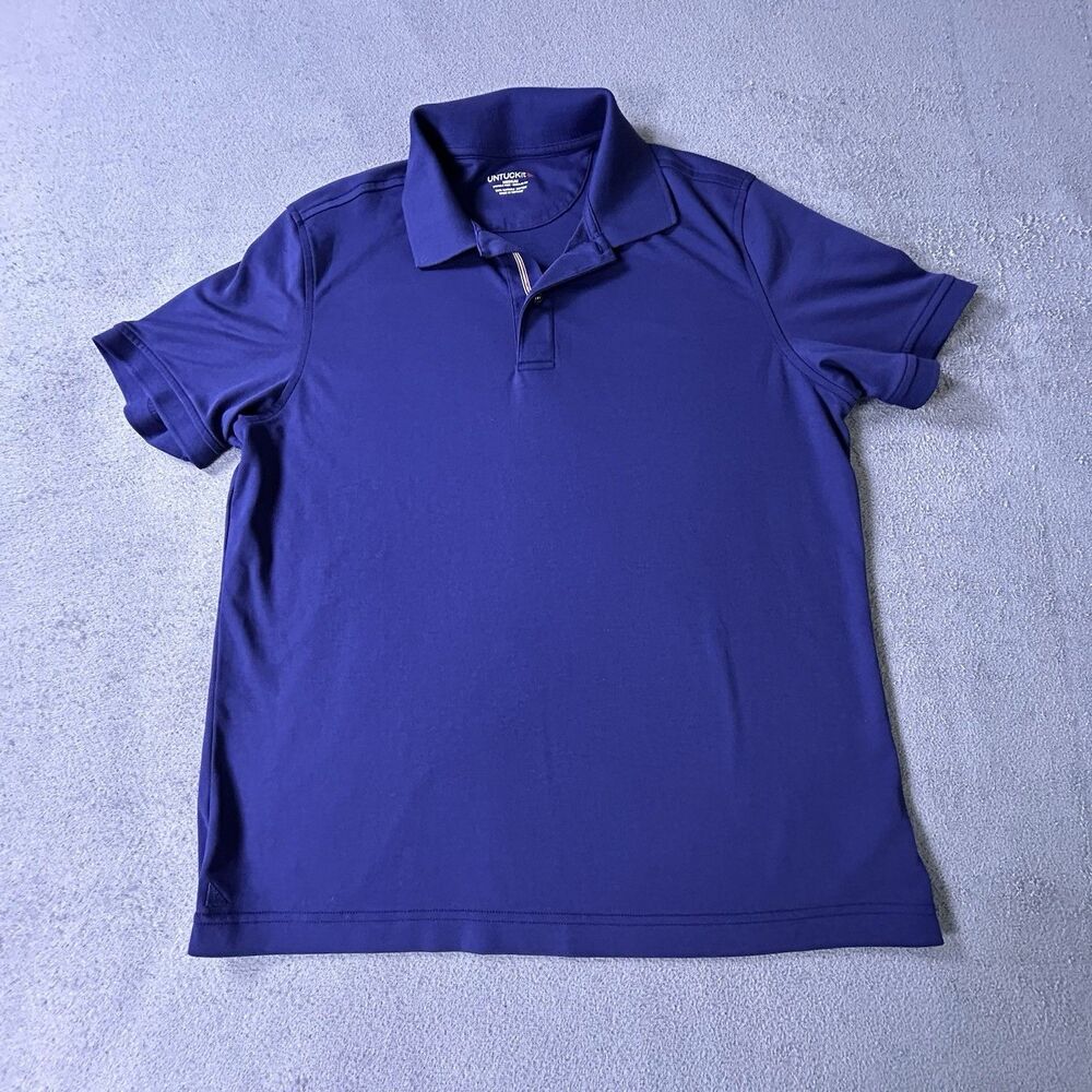 UNTUCKit Damaschino Polo Shirt Mens Medium Blue Supima Cotton Performance Golf